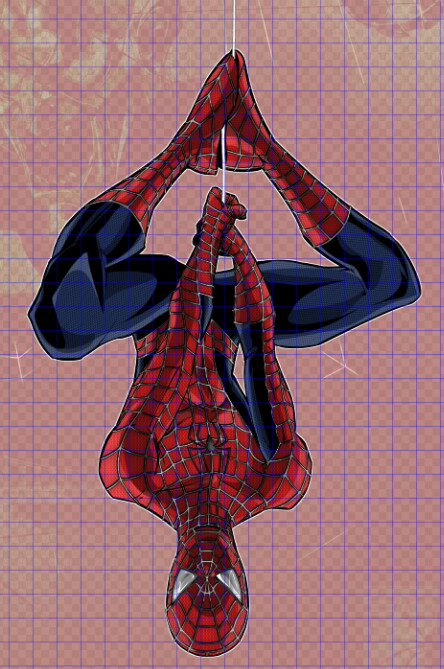 Spiderman Hanging Upside Down | Stencilmonkey