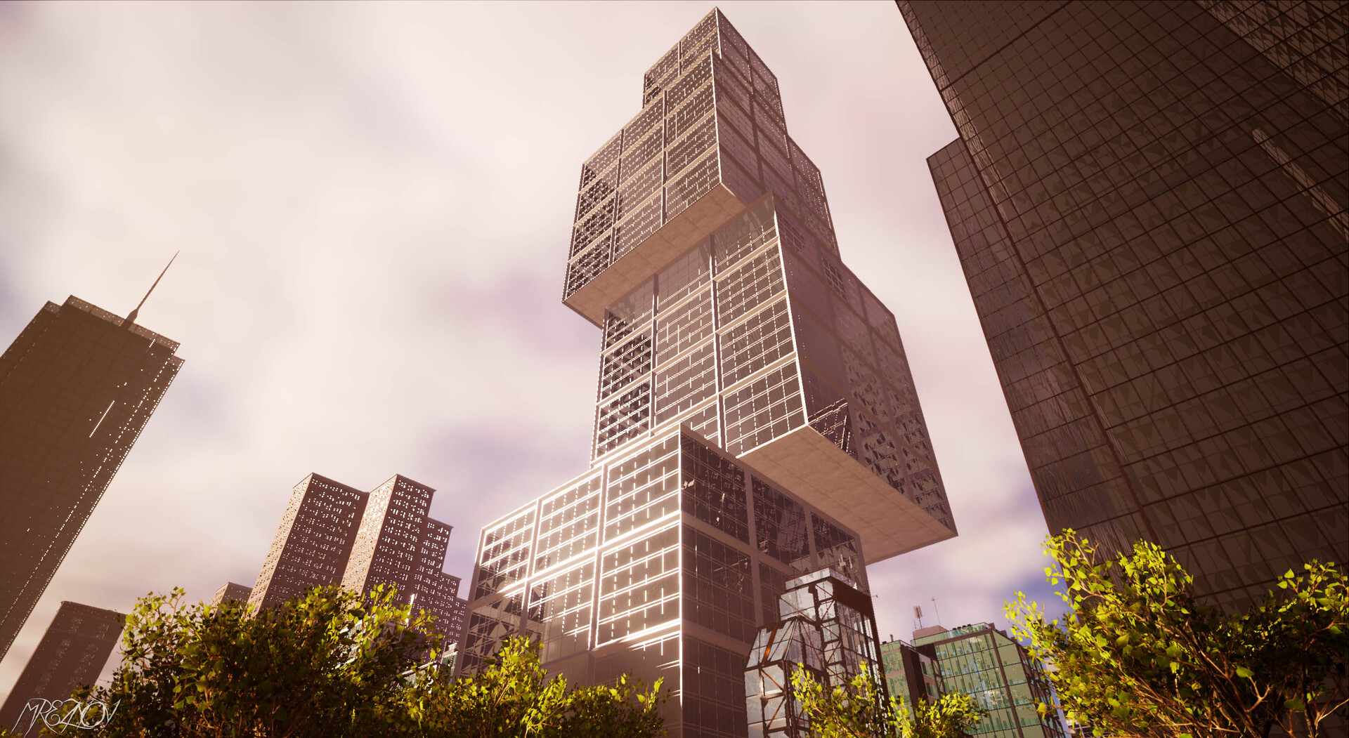 futuristic building in megaverse city