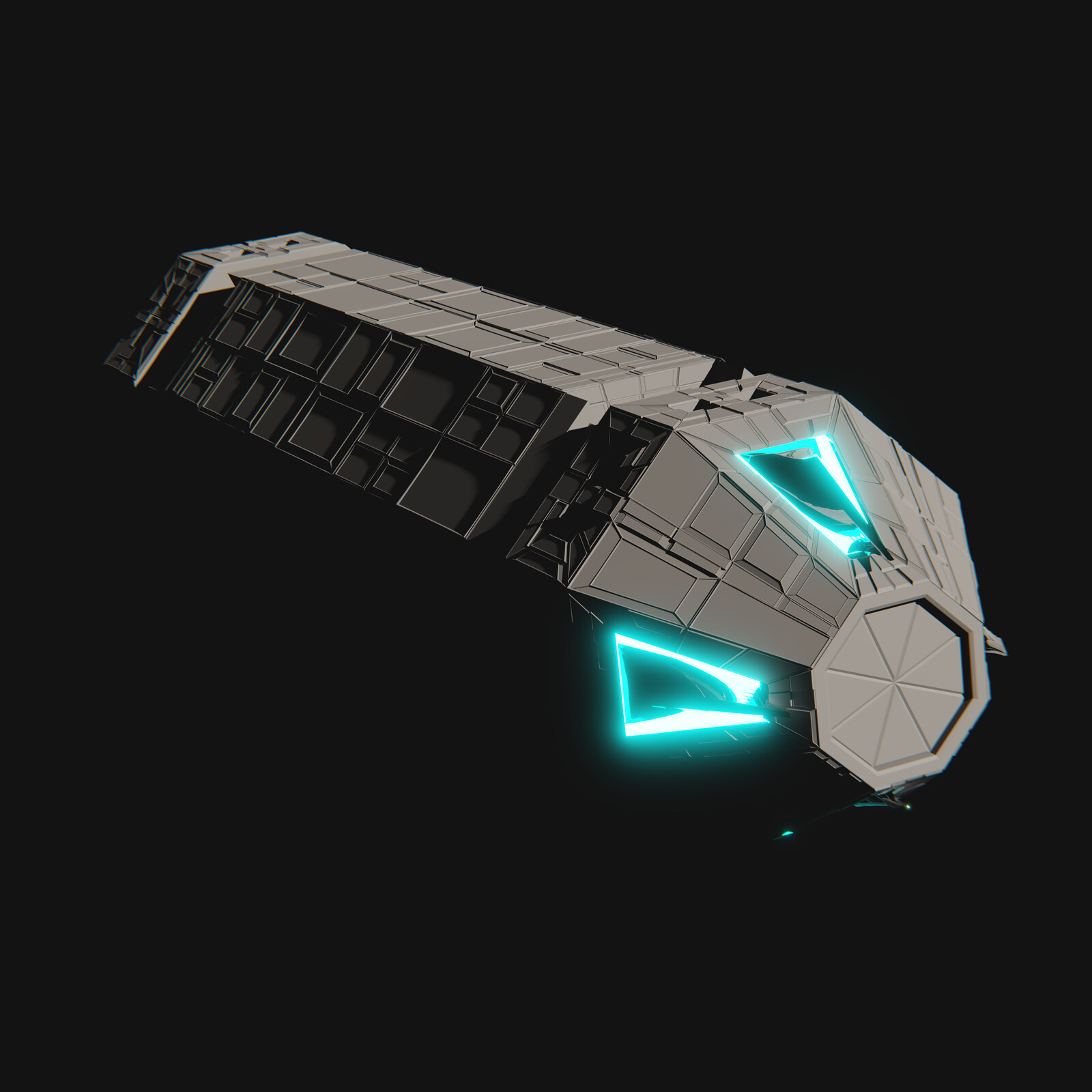 The rear of the ship in the folded arm configuration