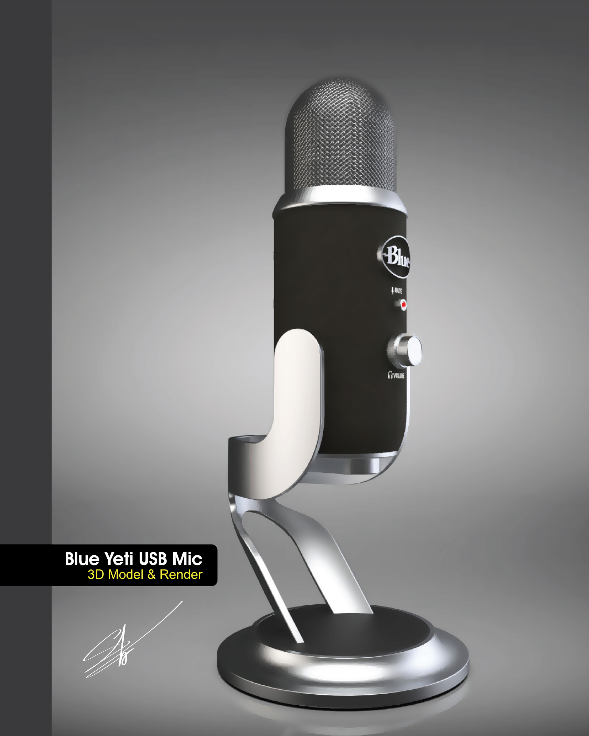 ArtStation - Blue Yeti USB Microphone / 3d model & render!