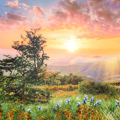 Akshath rao sunrise landscape matte painting