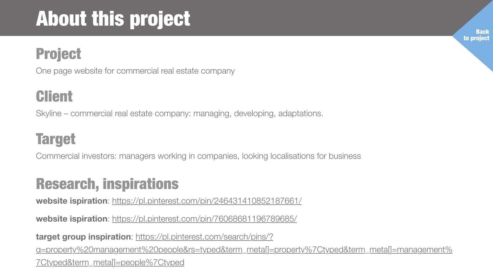 About this project - mini case study