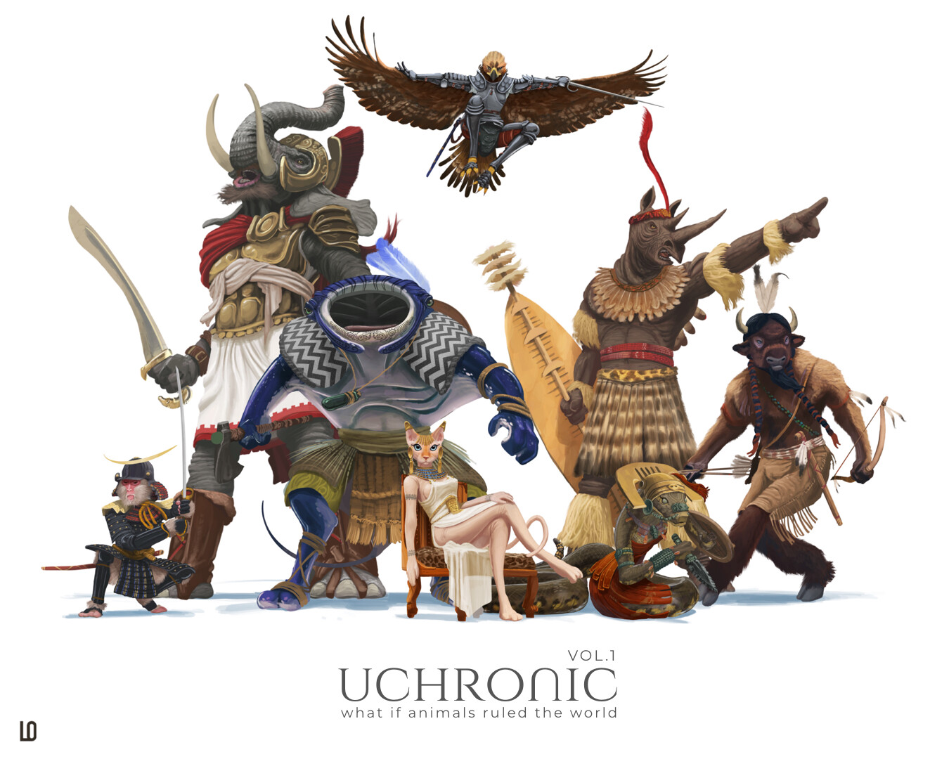 The first eight characters from Uchronic, Vol.1 team!