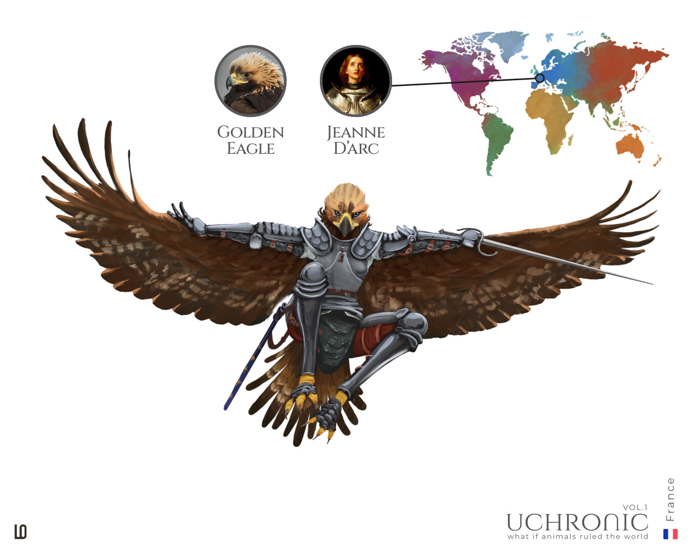 Le Grand Jeanne D’Arc, a fearful warrior that fought in France, as an elegant Golden Eagle.
