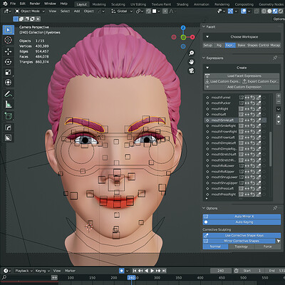 Rig Woman Face in Blender