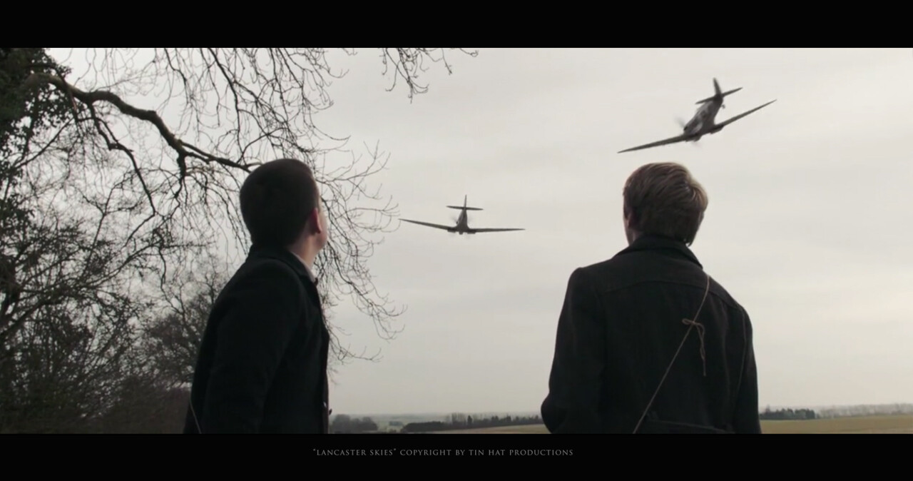 There are a few shots like this where the live footage was combined with CGI elements (here the Spitfires were added)