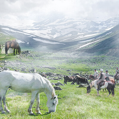 Akshath rao horses riders in mountain valley