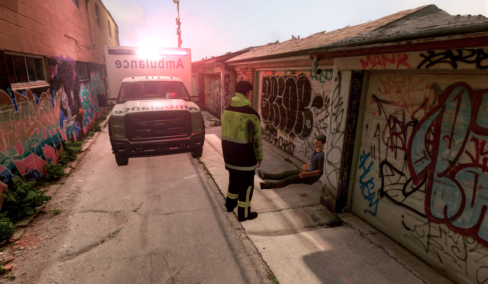 Day time scene, victim on site