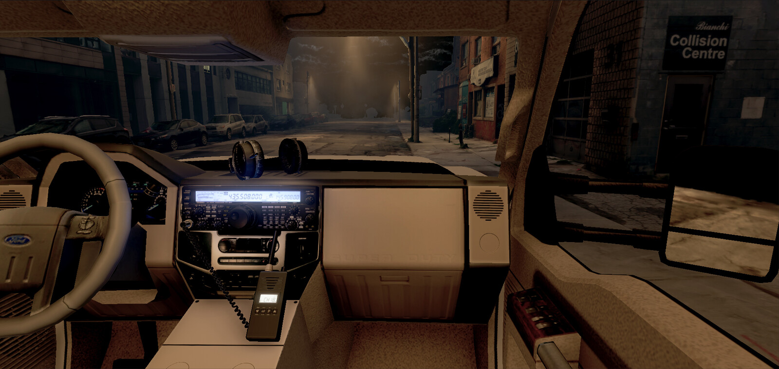 Night time scene, pre-dispatching in the ambulance