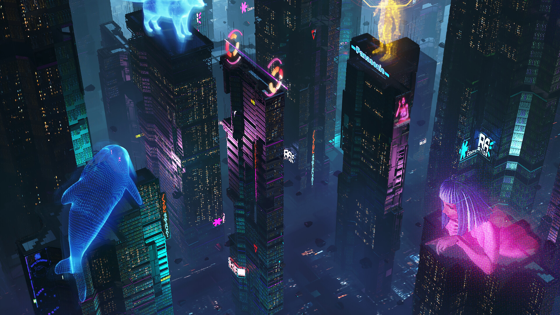HD wallpaper: animated city wallpaper, cyberpunk, science fiction