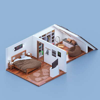 Bedroom - Isometric 3D Art