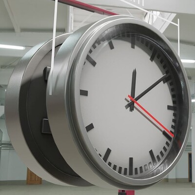 Dennis haupt 3dhaupt train station clock remastered by 3dhaupt made with blender 3d time watch timer minute analogue hour wallclock streetclock street station gameready lowpoly 10