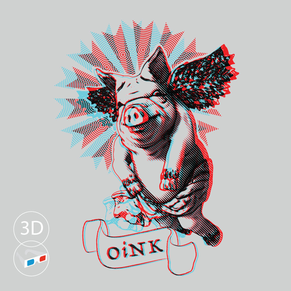 final art for screen printed shirt - can be viewed with 3d glasses
