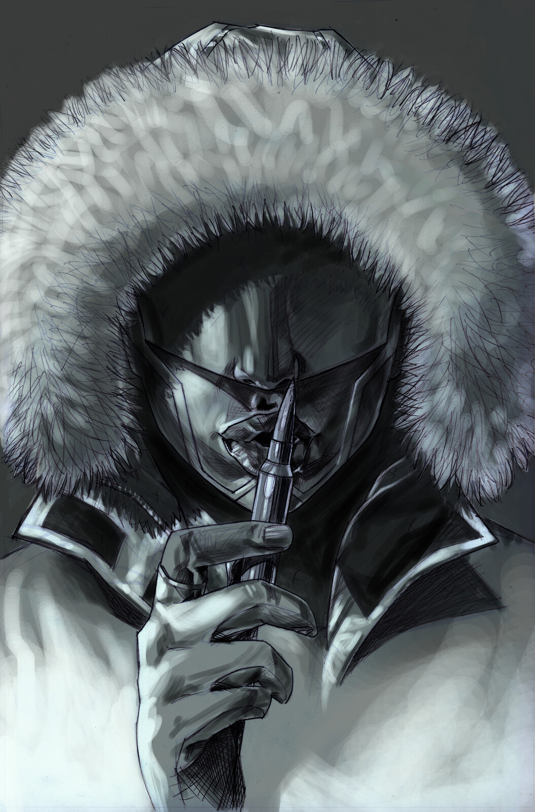 Grey tone digital underpainting for Captain Canuck issue 5