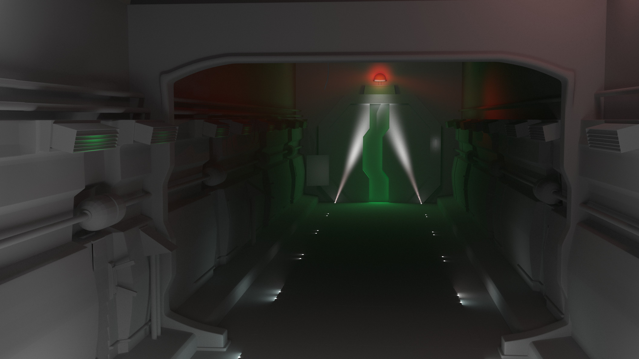 Ominous Hallway - Clay with Lighting (V-Ray)