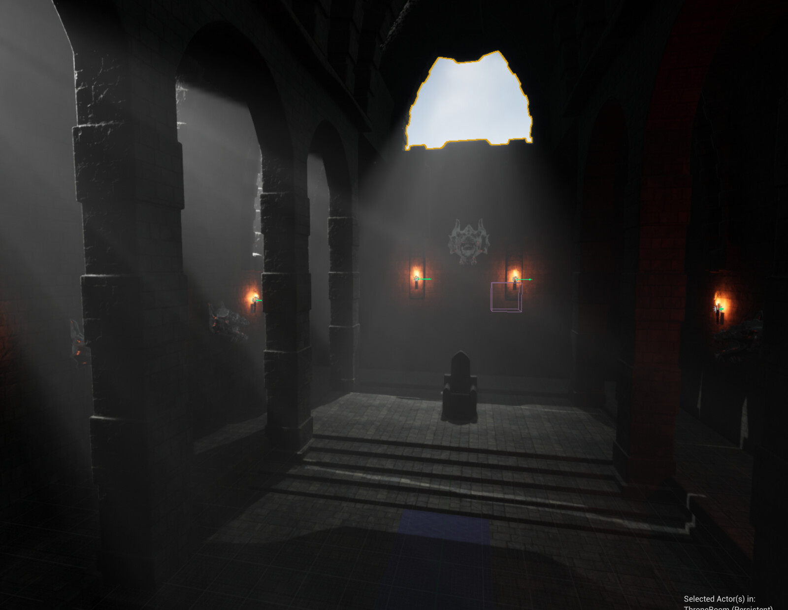 Current stage of throne room in Unreal Engine.