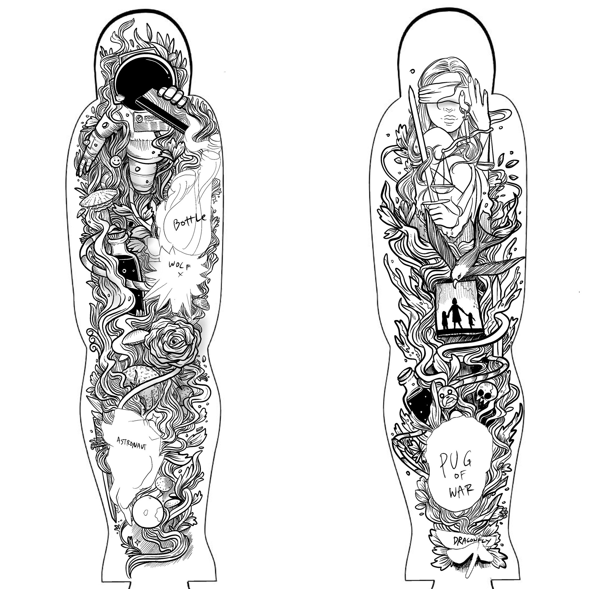 Custom Tattoo Drawing full Sleeve half Sleeve Unique Tattoo - Etsy | Lace sleeve  tattoos, Unique half sleeve tattoos, Cool arm tattoos