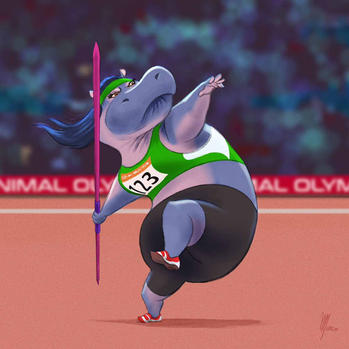 ArtStation Hippo javelin thrower
