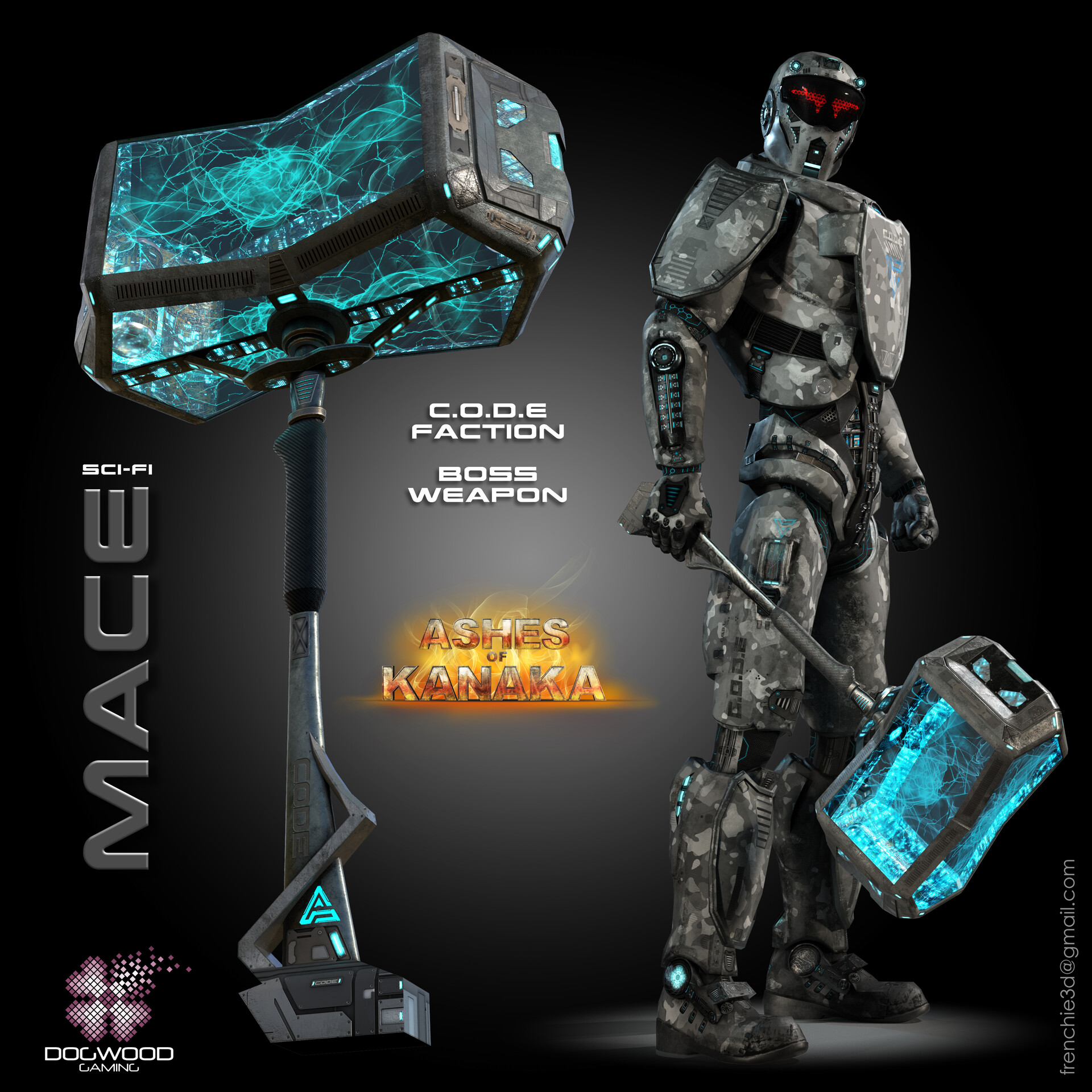 ArtStation Scifi mace weapon