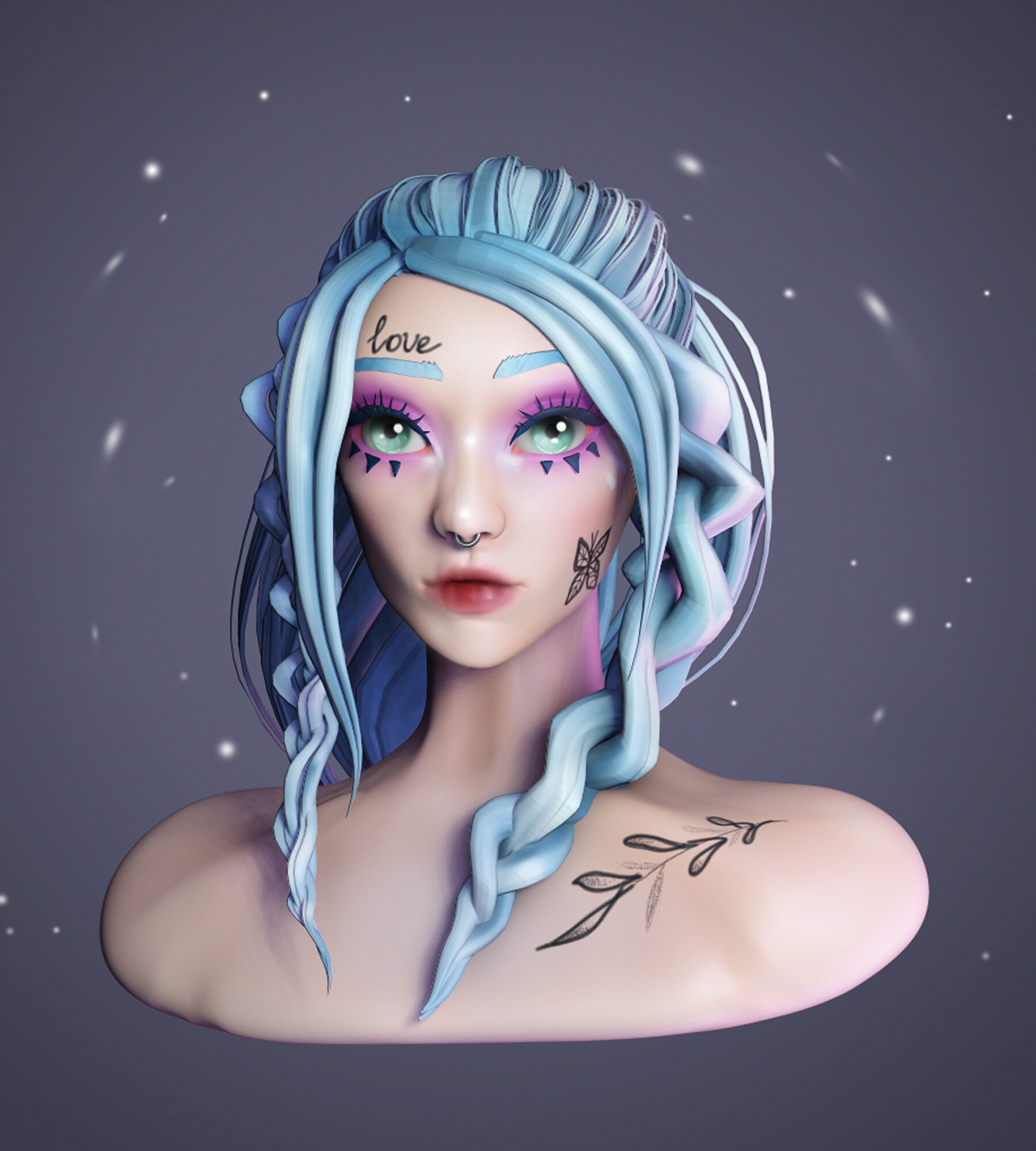 ArtStation - Blue hair girl