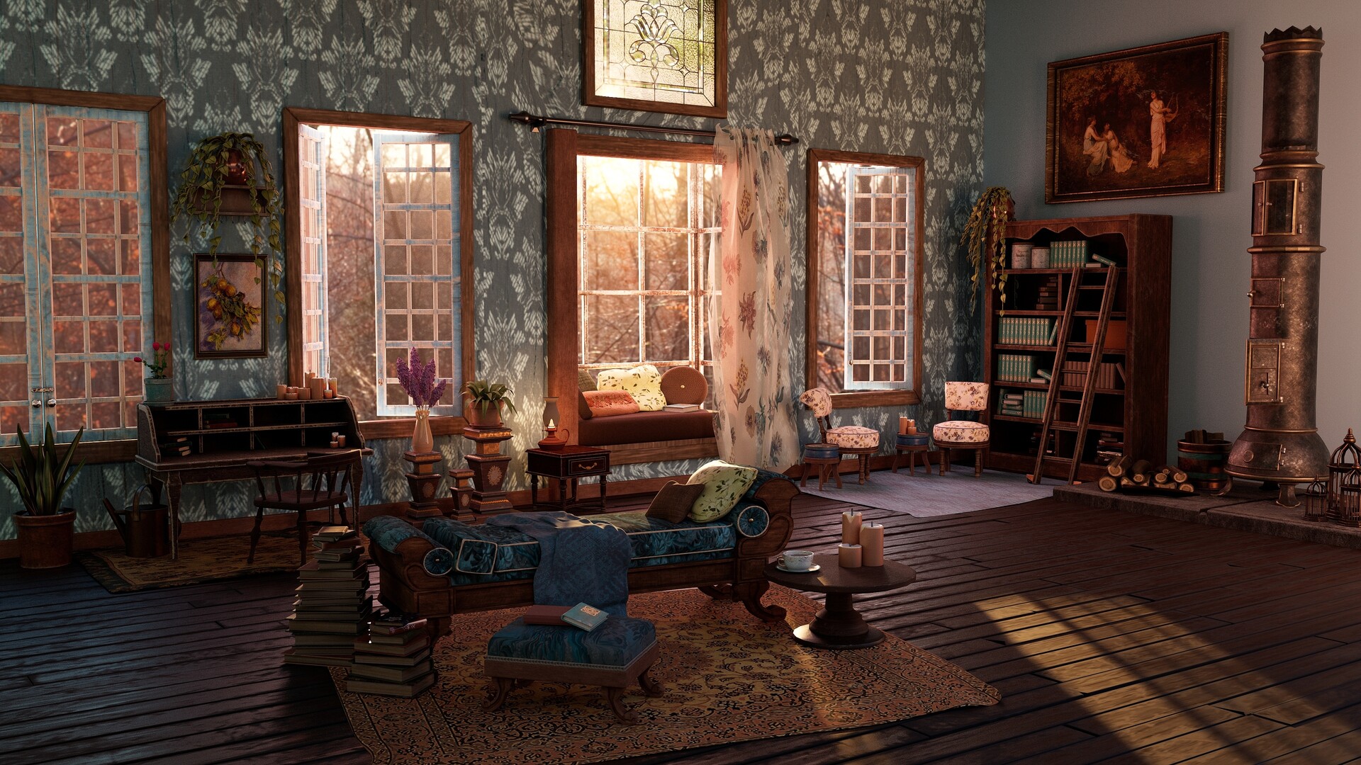 ArtStation Victorian living room