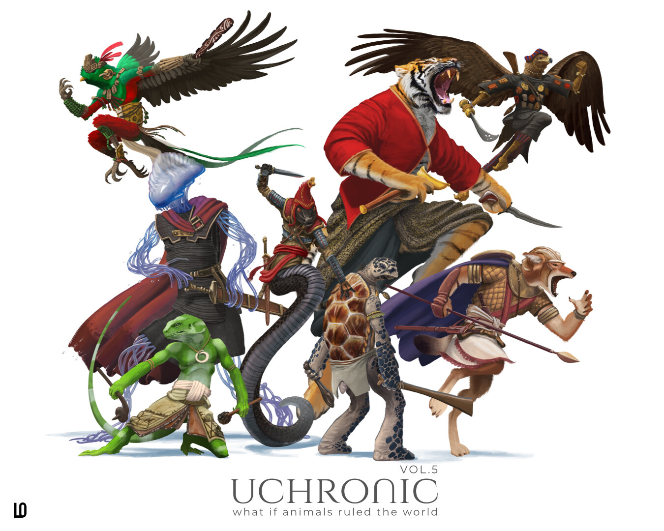 The eight characters from Uchronic Vol.5 reunited!