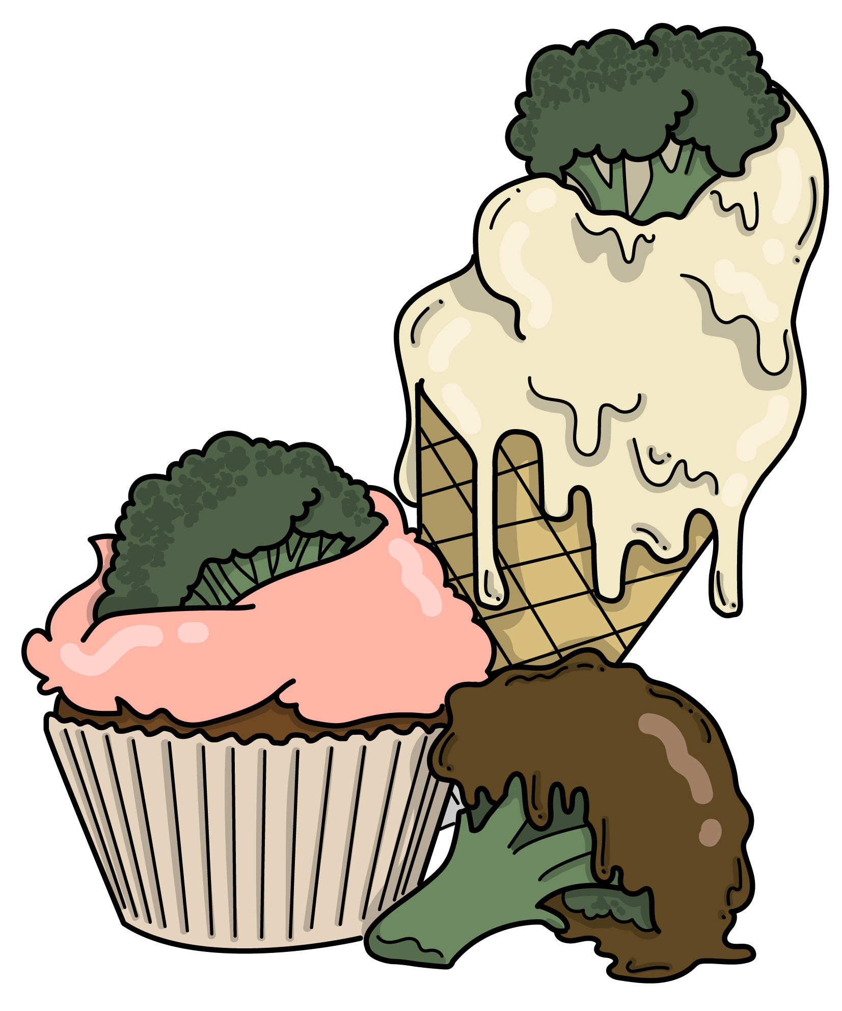 ArtStation Ice cream, Muffin and Brocoli