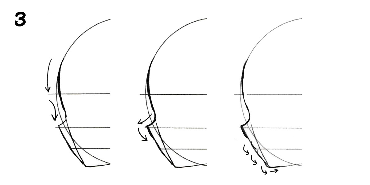 how to draw a anime face side view