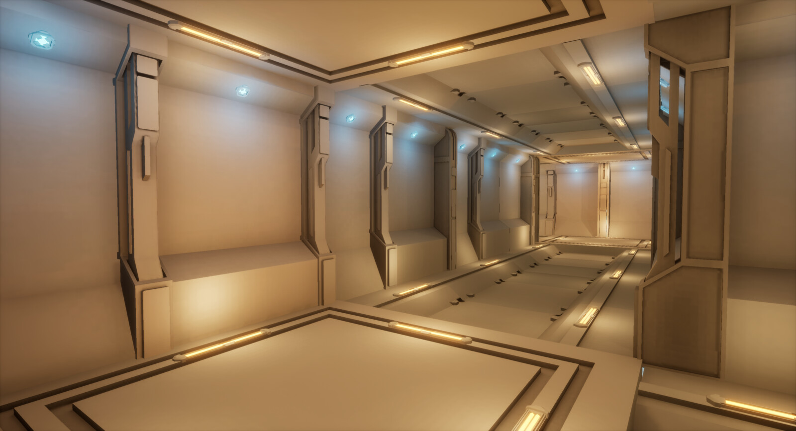 Tunnel lights are complementary with mainly yellow-orange and a bit of blue