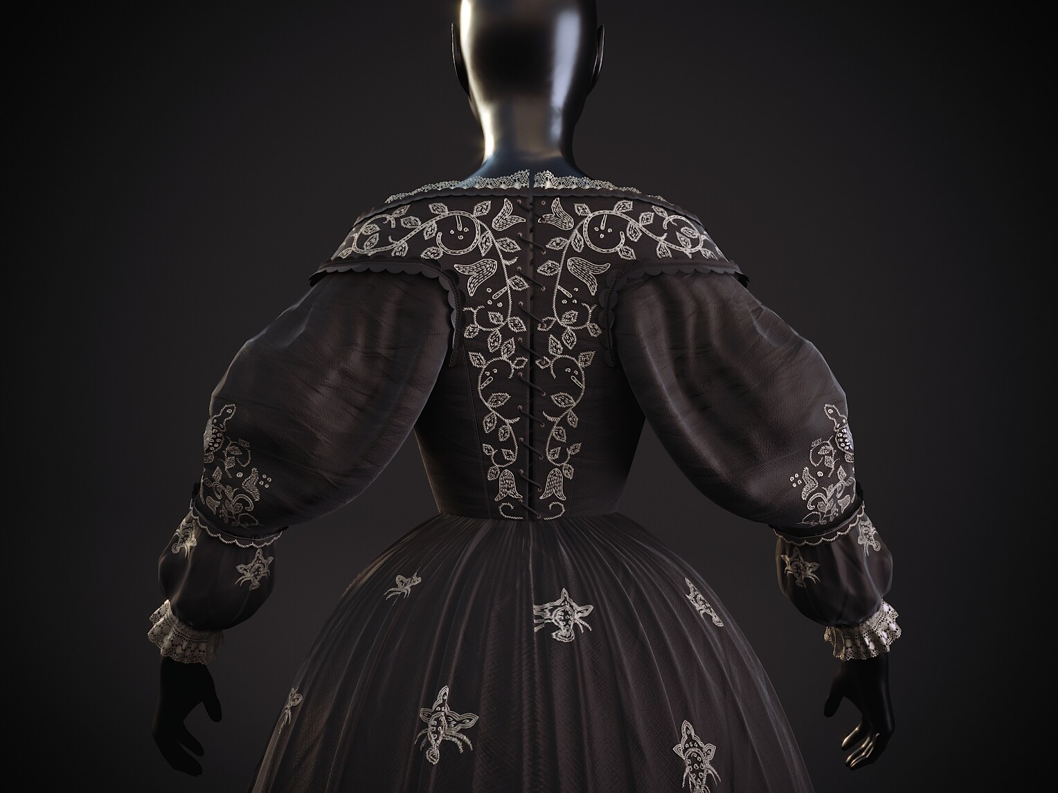 ArtStation - 1640 Black And Gold Gown for Skyrim LE ArtStation - 1640 Black And Gold Gown for Skyrim LE