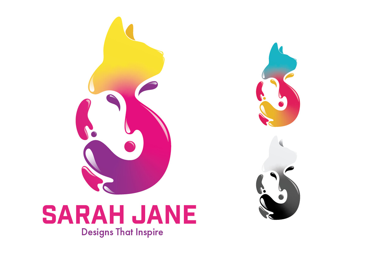 Finished Logo design;  Left-Right: Final logo with text, alternative colour set and Grey scale.