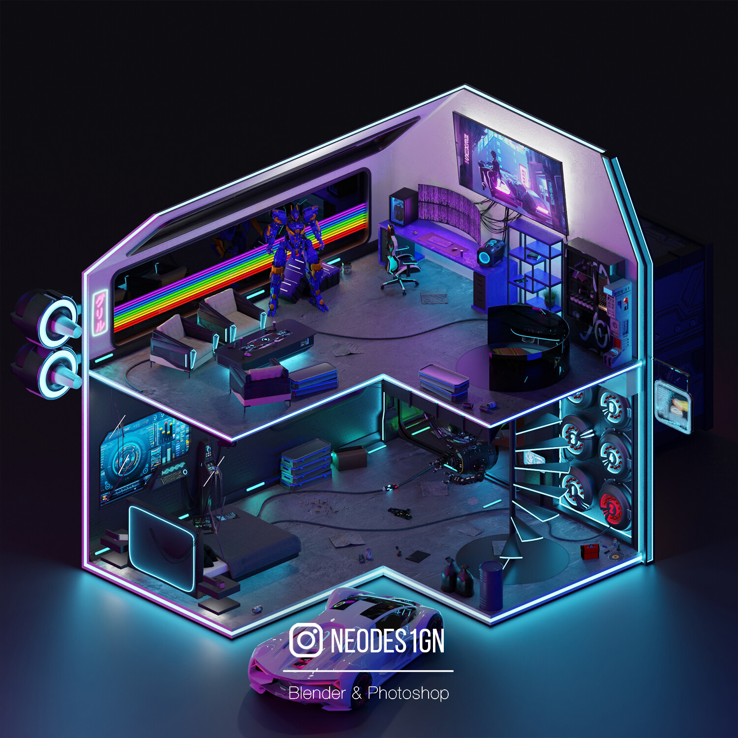 ArtStation - Gamer Room: Cyberpunk