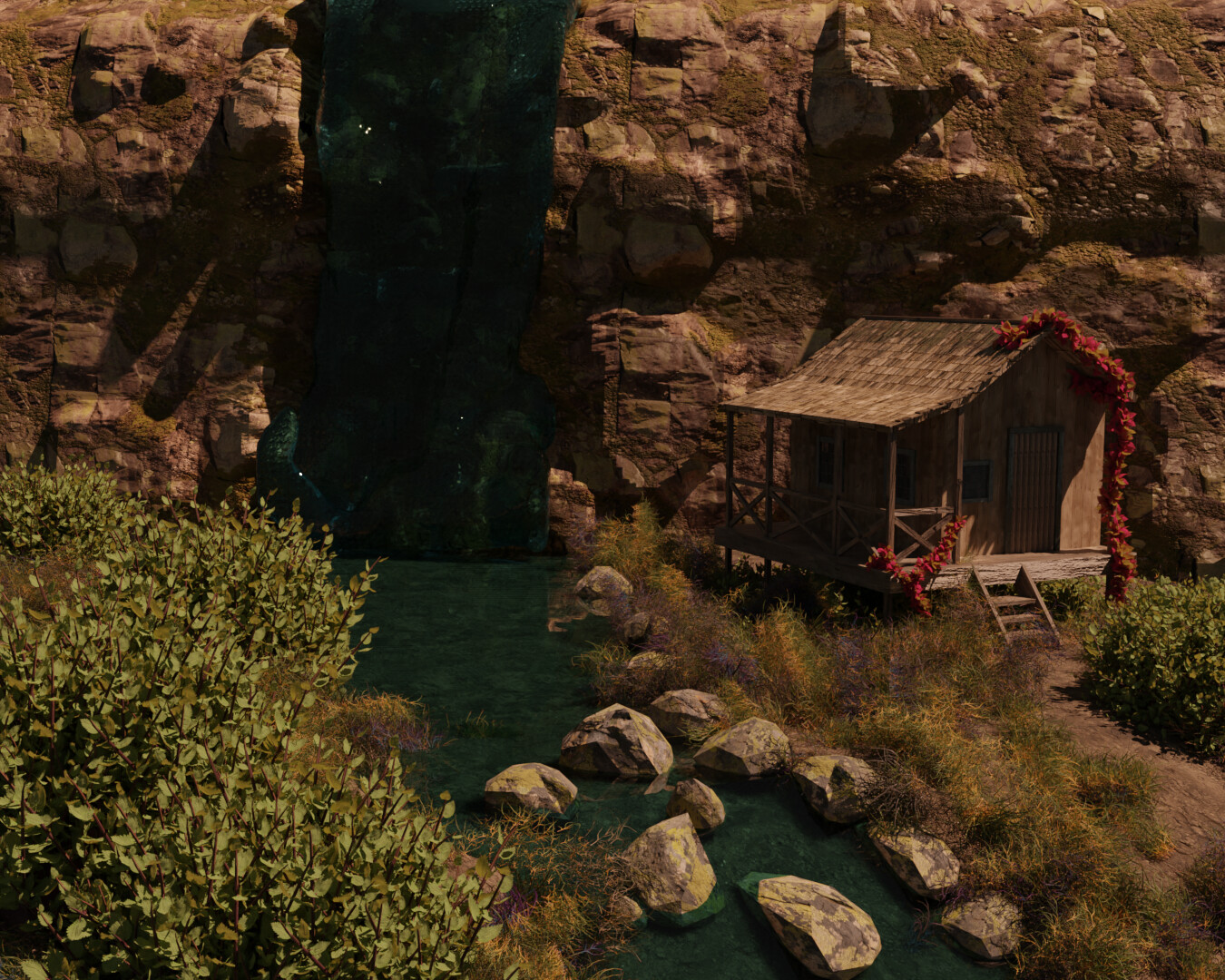 ArtStation Waterfall House