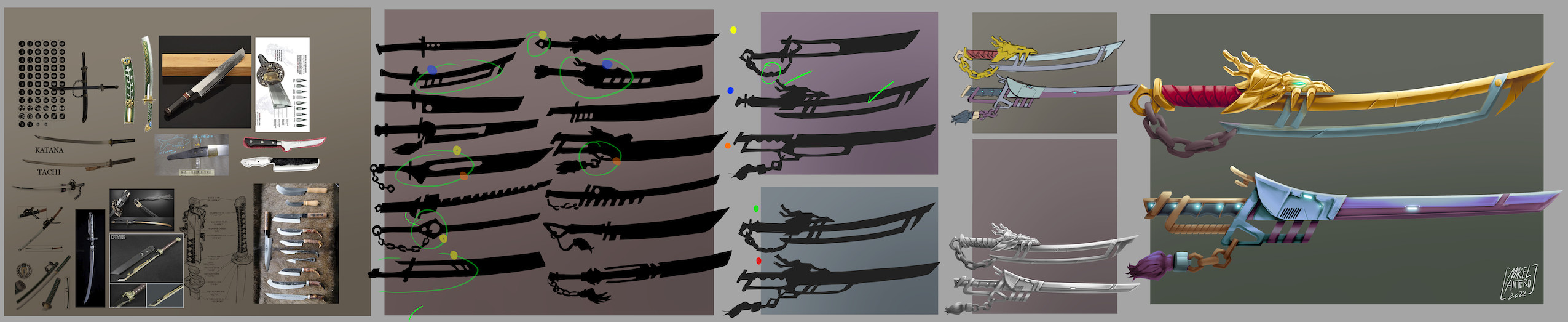 Sword prop design process. Historical and sci fi. 