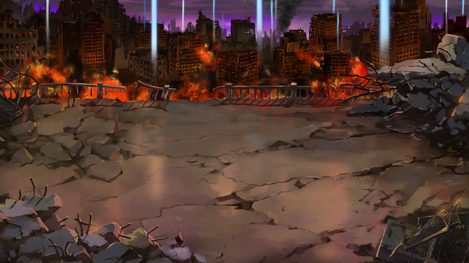 destroyed city sprite background