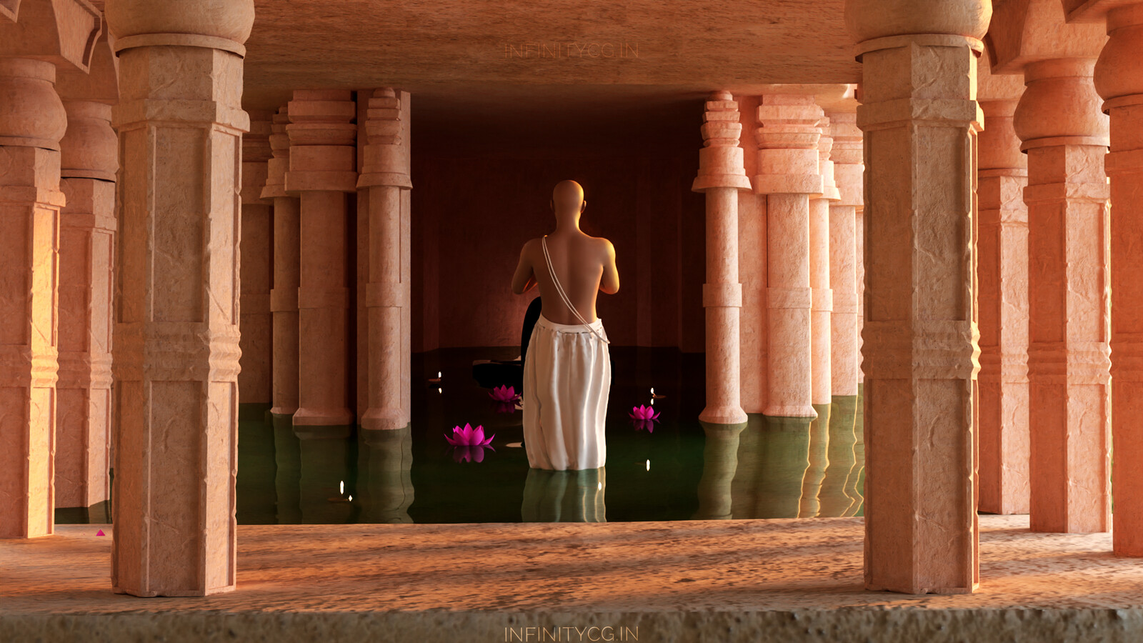 A priest praying to the deity of the temple: Mahadev, The god of destruction 