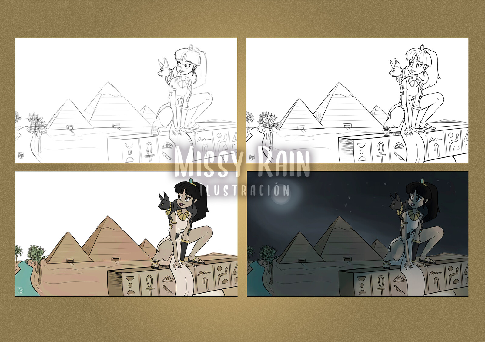 Step by step (sketch, lineart, flats and light and shadows)