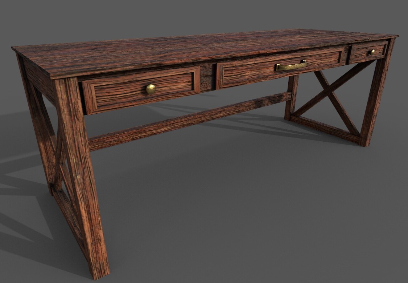 ArtStation Game Prop Desk, Mug and Map