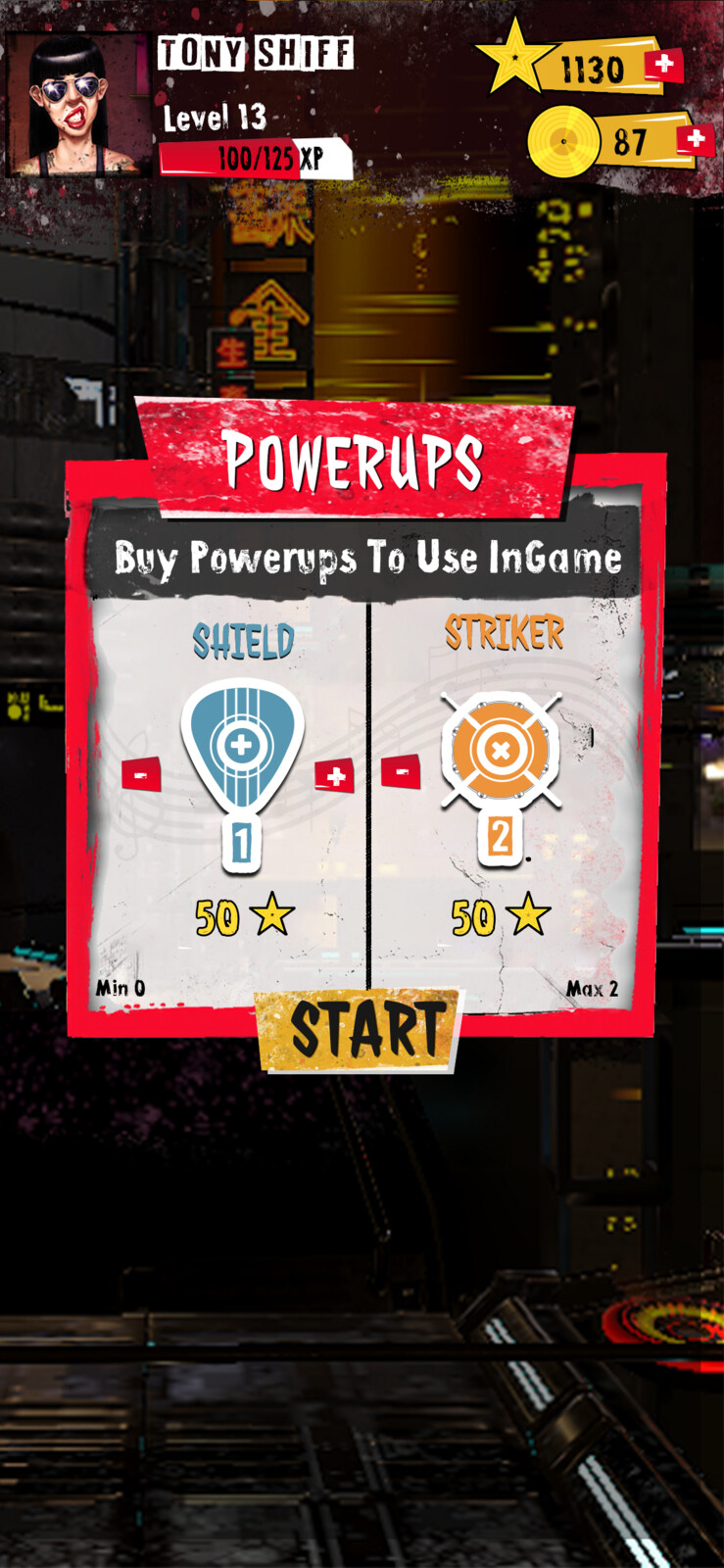 Powerups which can be purchased before the start of the game.