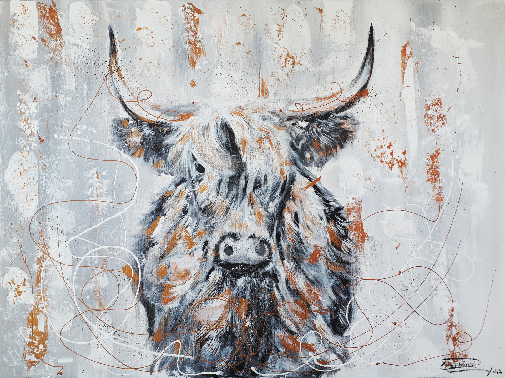 ArtStation - Scottish Highland Cattle / Abstract Acrylic Painting