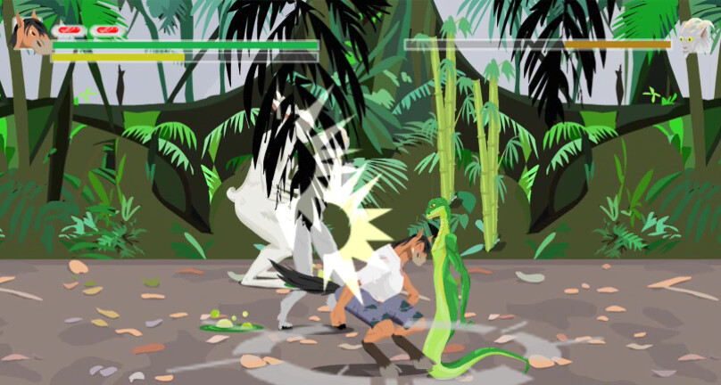 An example of an early level in the game, featuring the player character in their special form