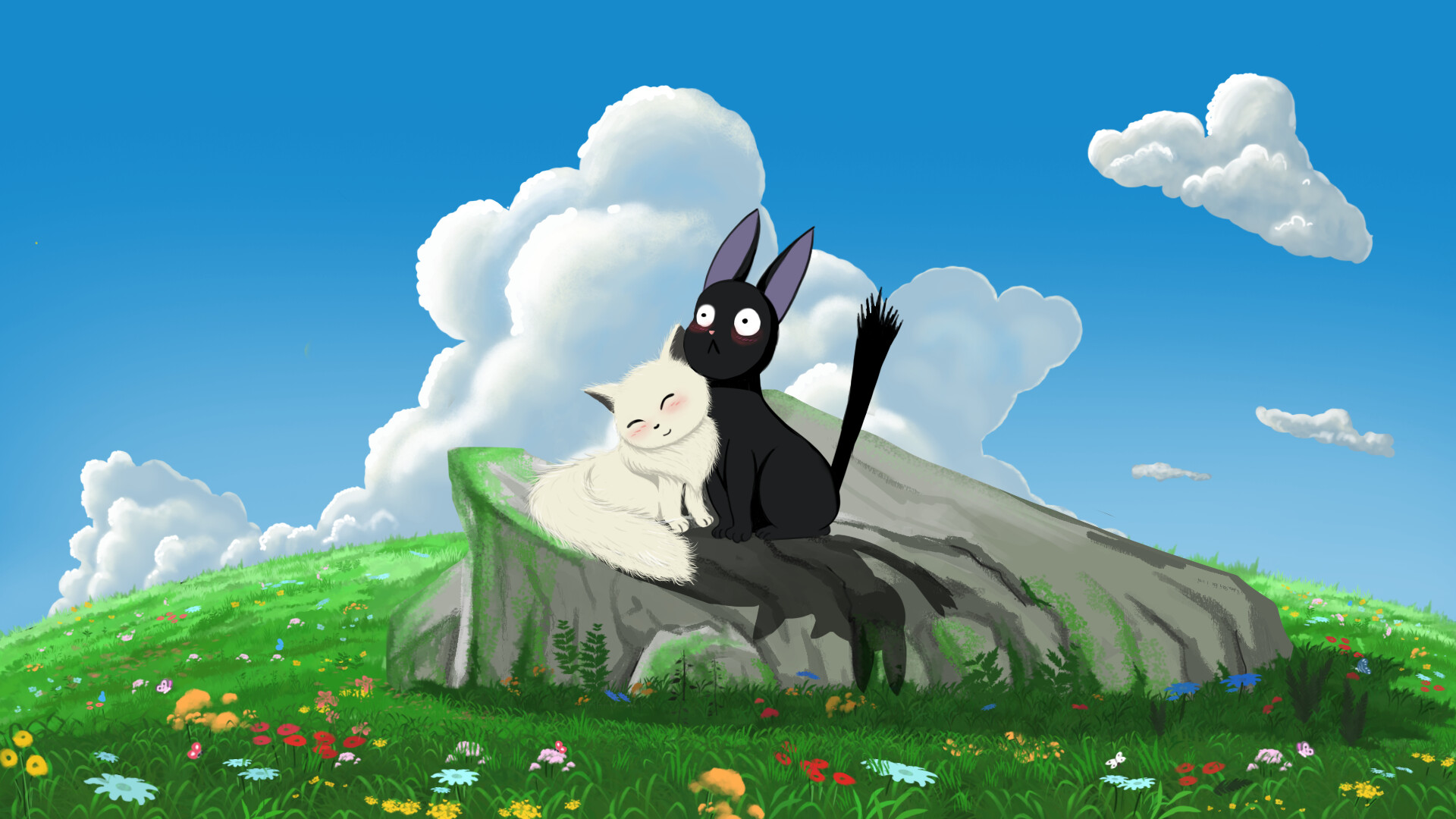 Digital art of Jiji and Lilly of <b>kiki</b>&apos;<b>s</b>&apos; <b>delivery</b> <b>service</b>.