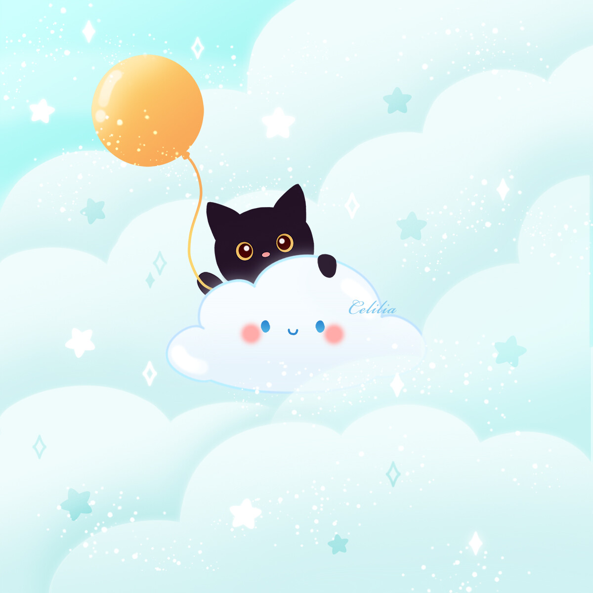 ArtStation Cat in clouds