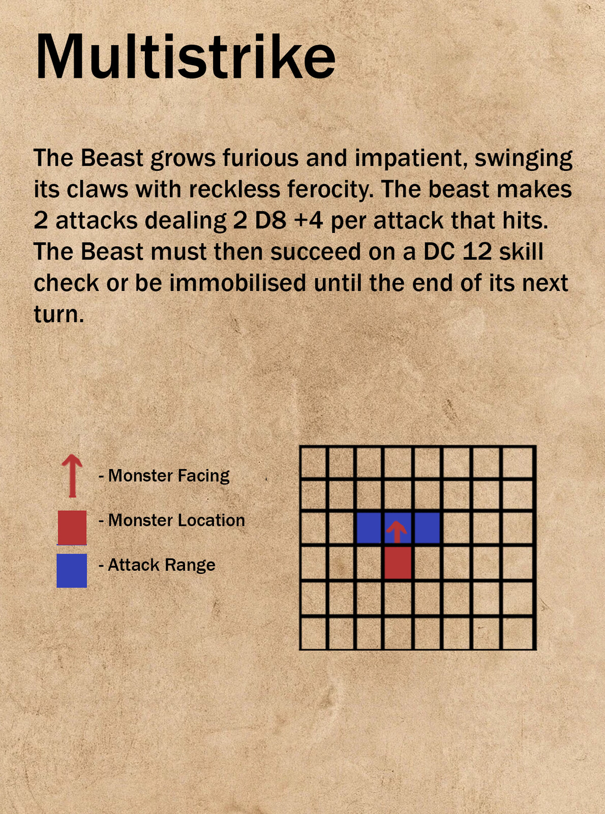 An example of the Beast monster cards, detailing an attack move the Beast would make