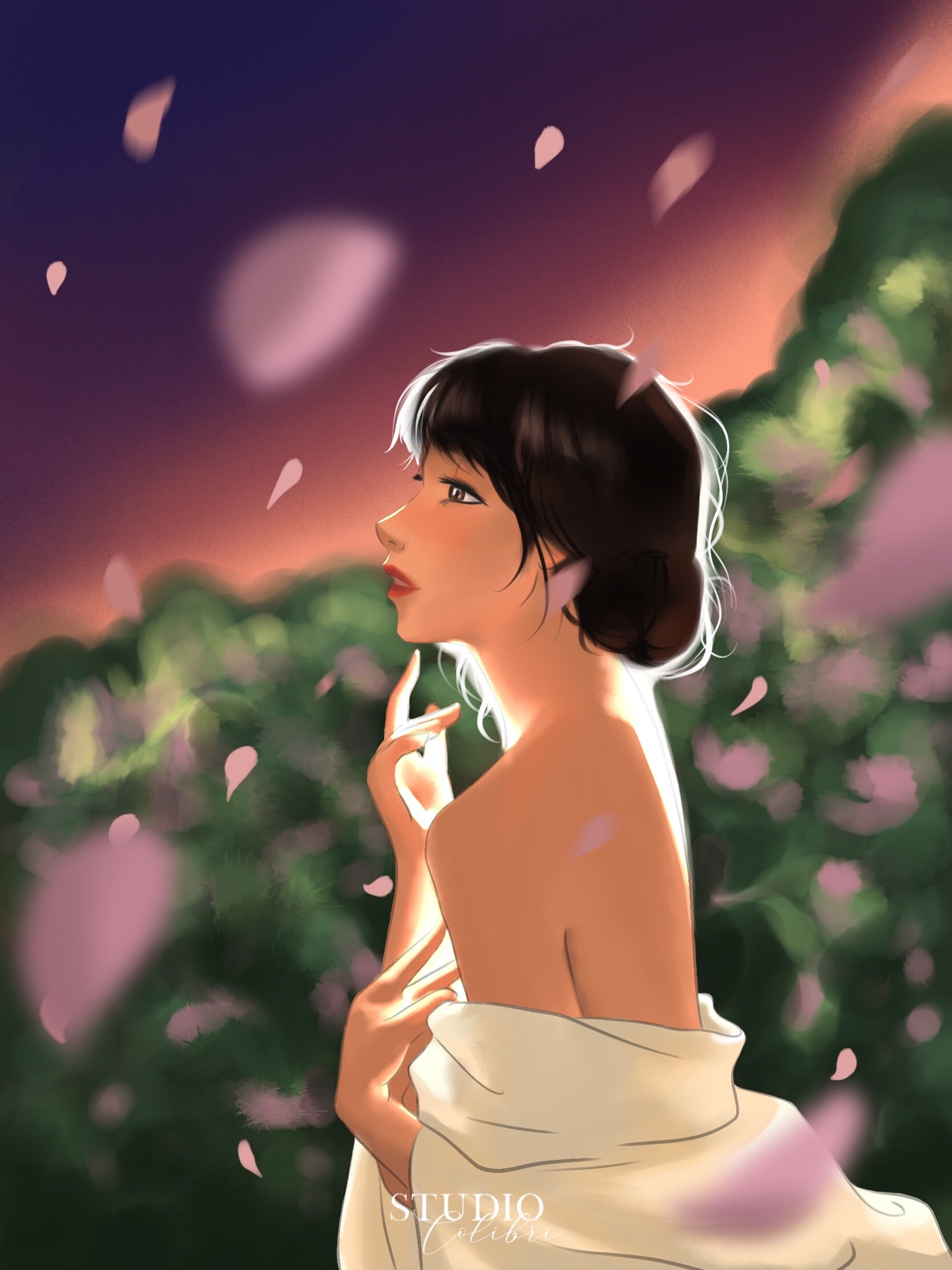 ArtStation Flower petals flowing