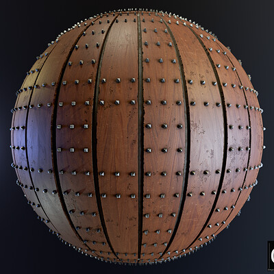 PBR - WOODEN PLATES WITH MEDIEVAL STYLE BOLTS - 4K MATERIAL