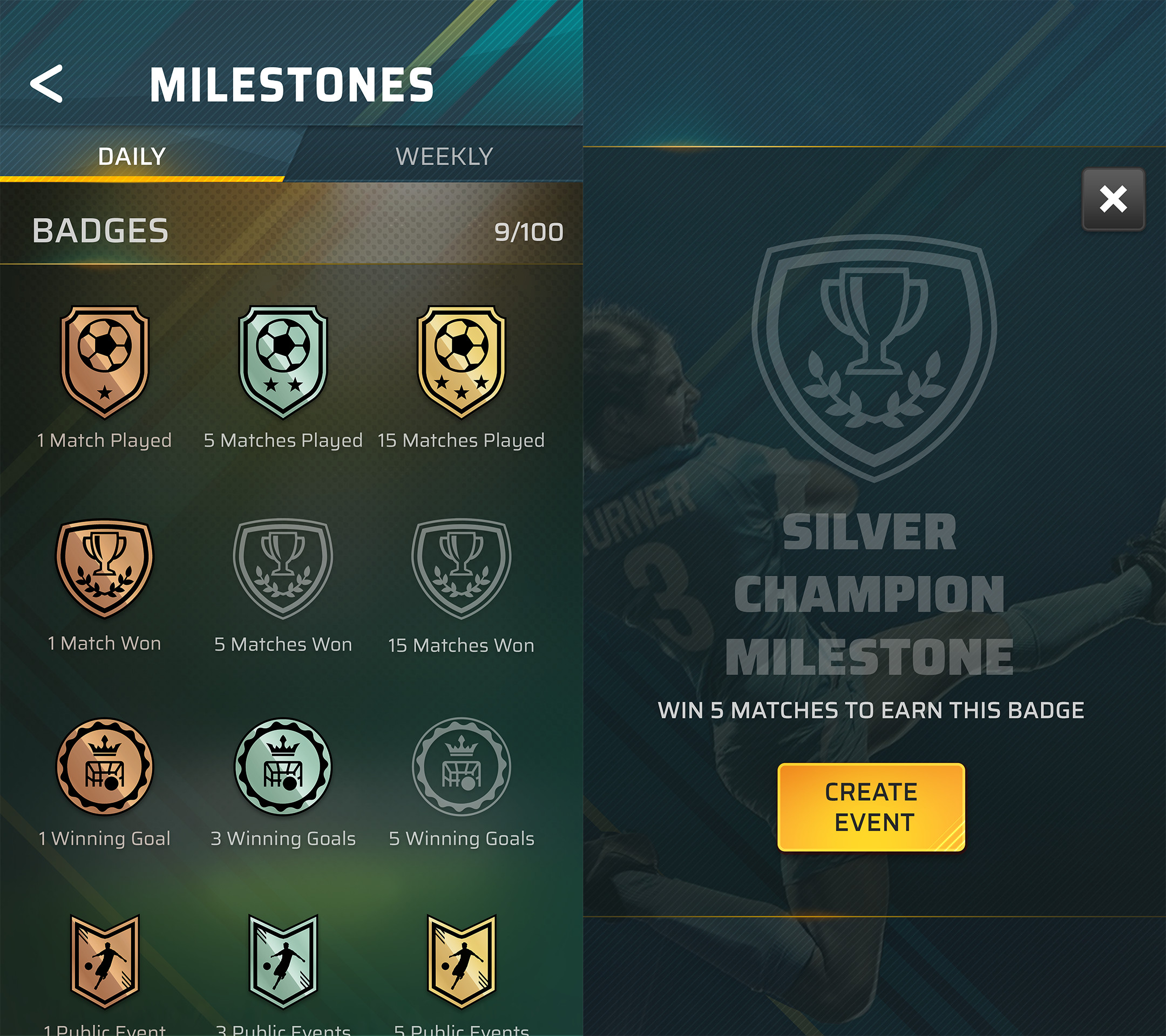 Milestones UI, Badges