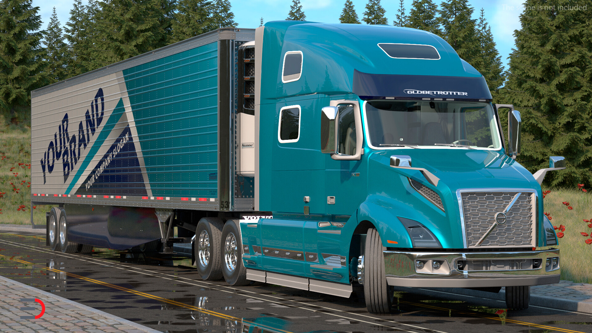 ArtStation Volvo VNL 860 Truck with Reefer Trailer Rigged 3D model