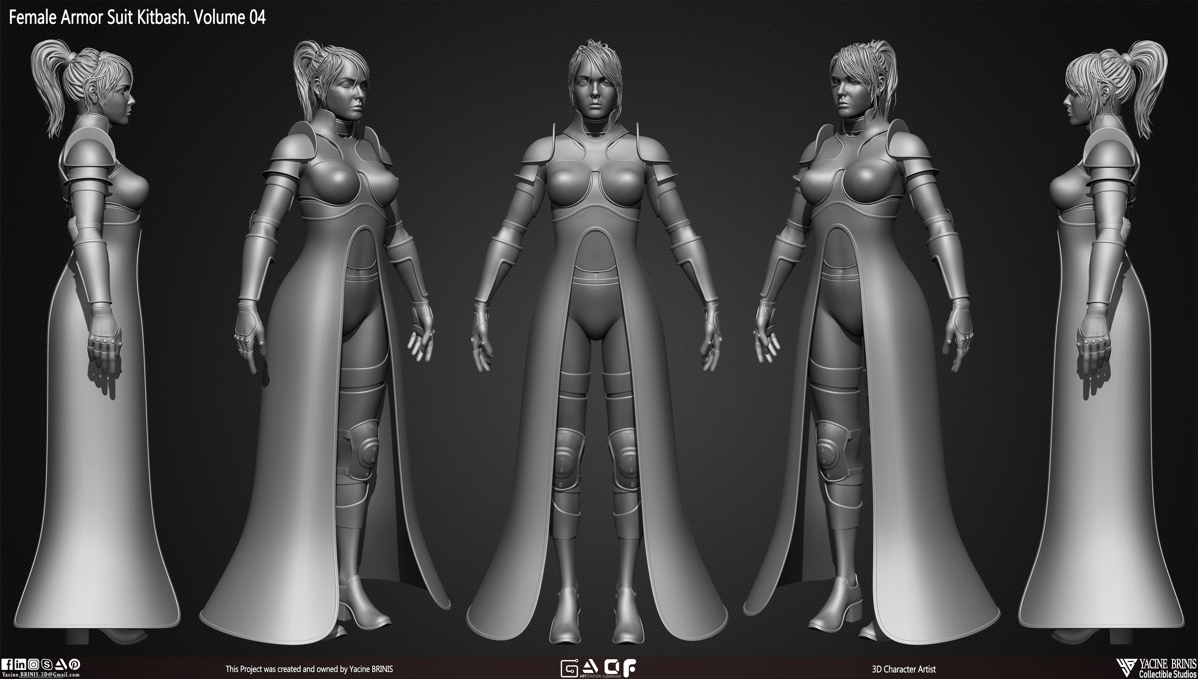 Female Armor Suit Kitbash Vol 04 sculpted By Yacine BRINIS Set 004