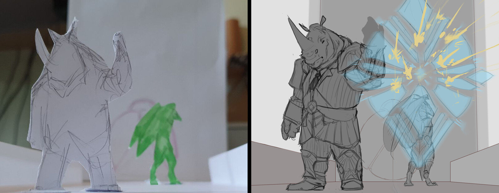 Updated sketch + paper model for quick perspective reference
